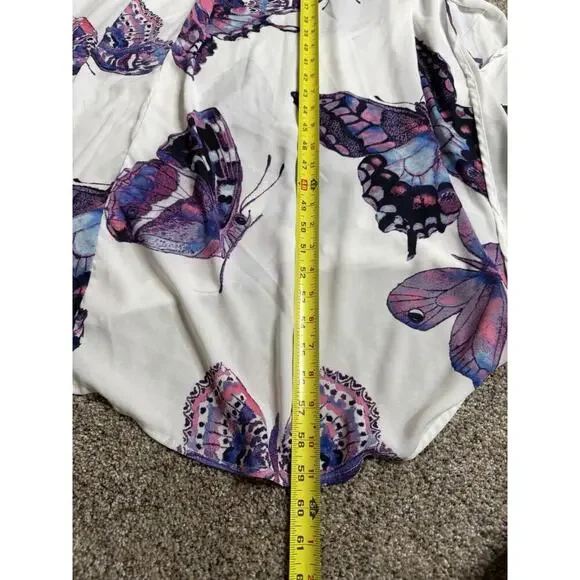 New! New York & Company Multi Color Butterfly Dress White Purple Size XL - Picture 7 of 8